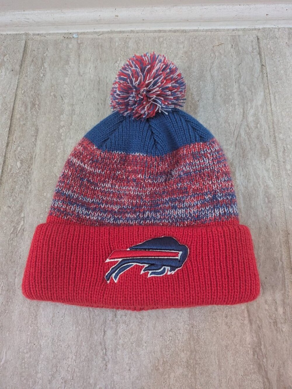 Buffalo Bills NFL Knit Pom Beanie Hat One Size Blue Red White
